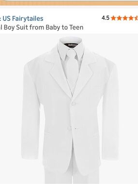 Boys' White Formal Blazer and Tie Set - Classic Dress Jacket